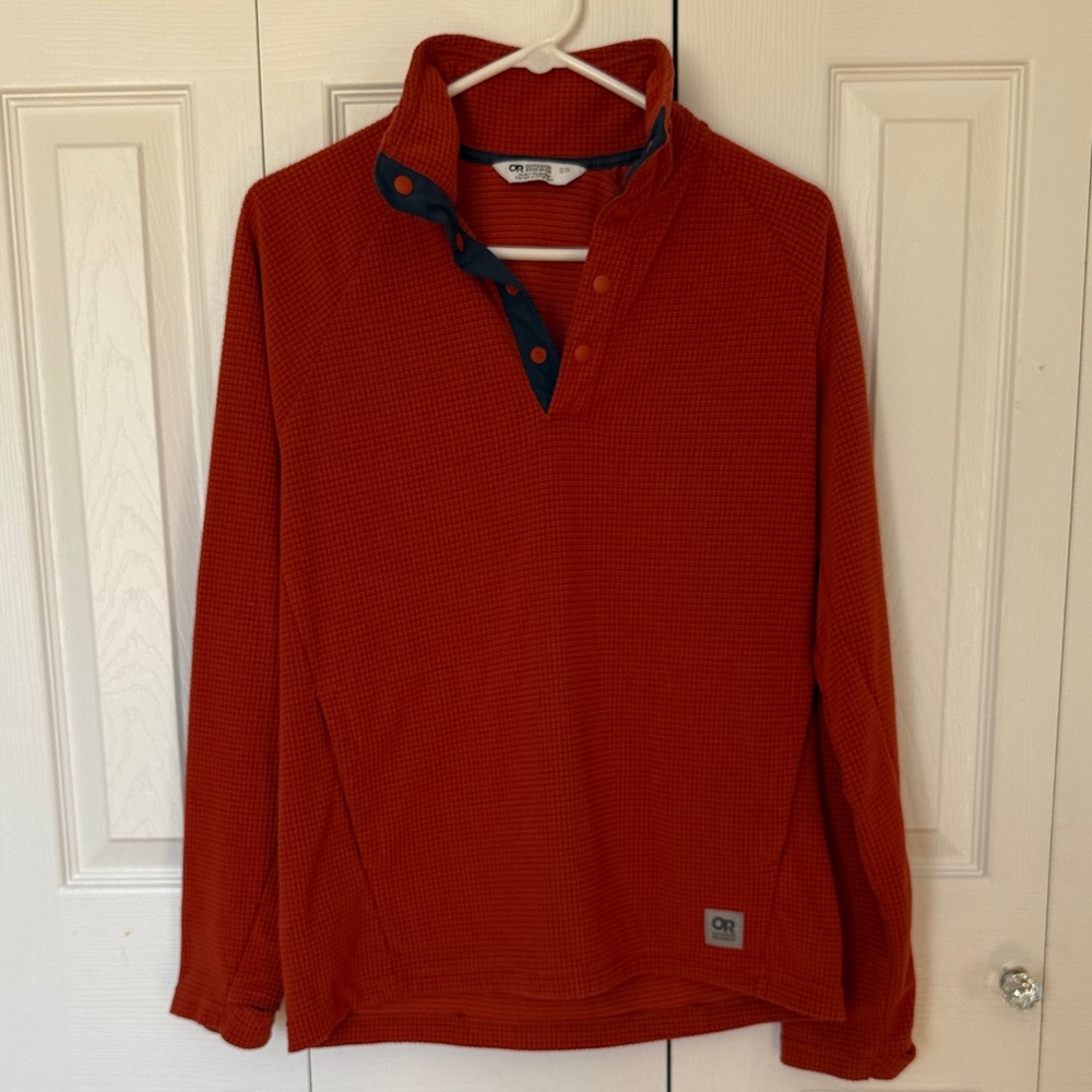 Outdoor Research Rust Red Waffle Knit Snap-Front Pullover